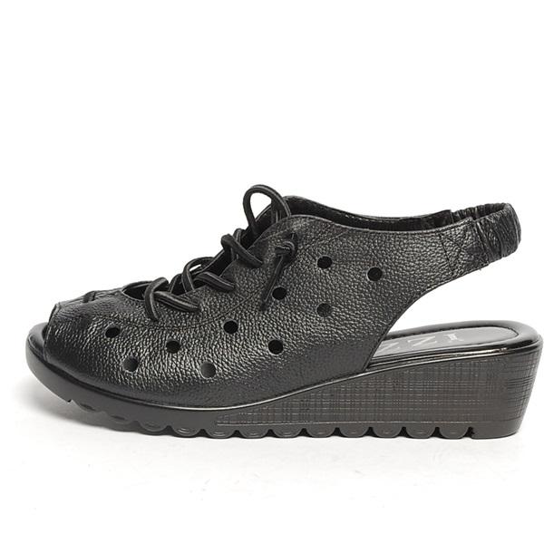 New 11 5th Neck 4.0cm Leather Women Wedge Sandals