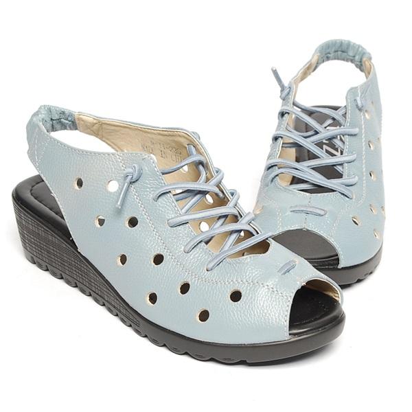 New 11 5th Neck 4.0cm Leather Women Wedge Sandals