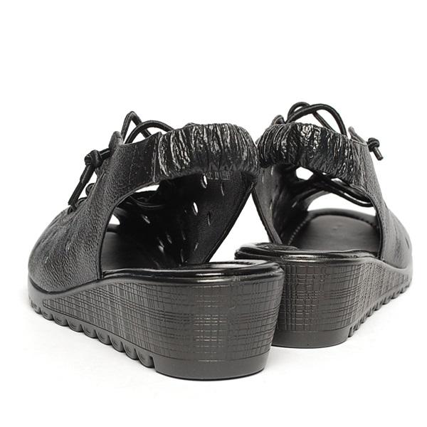 New 11 5th Neck 4.0cm Leather Women Wedge Sandals