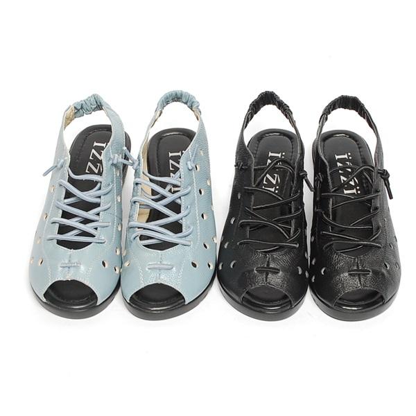 New 11 5th Neck 4.0cm Leather Women Wedge Sandals