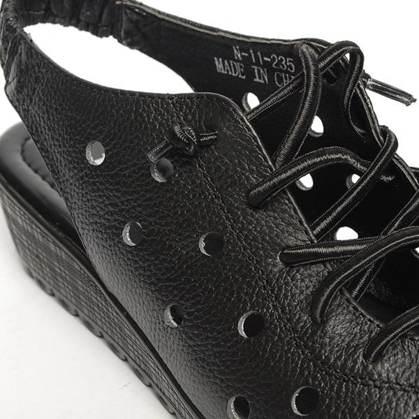 New 11 5th Neck 4.0cm Leather Women Wedge Sandals