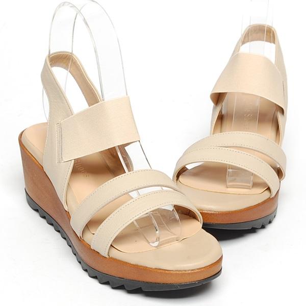 New 1546 6.0cm Cowhide Women Wedge Sandals Summer