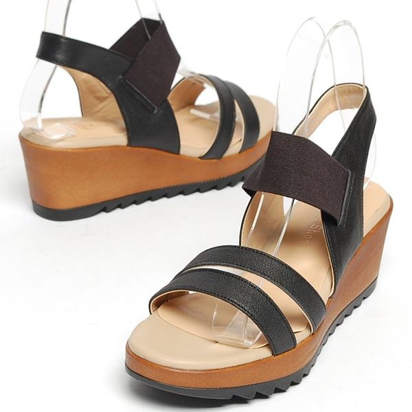 New 1546 6.0cm Cowhide Women Wedge Sandals Summer
