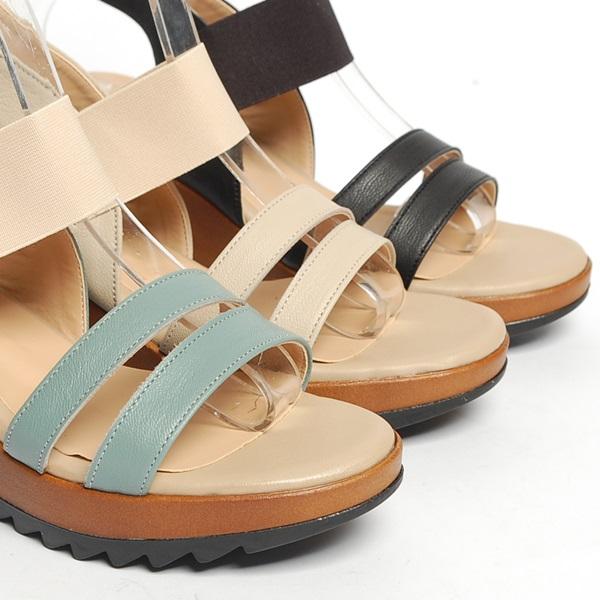 New 1546 6.0cm Cowhide Women Wedge Sandals Summer