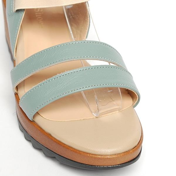 New 1546 6.0cm Cowhide Women Wedge Sandals Summer