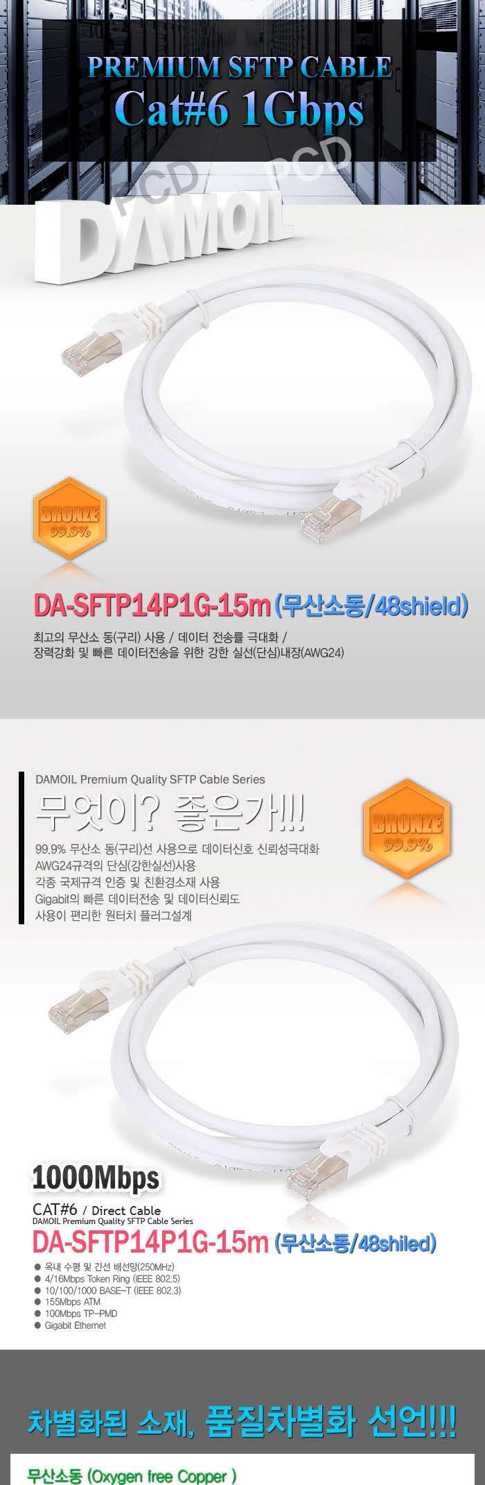 DA-SFTP14P1G-15M Oxygen free copper 48shield UTPCA