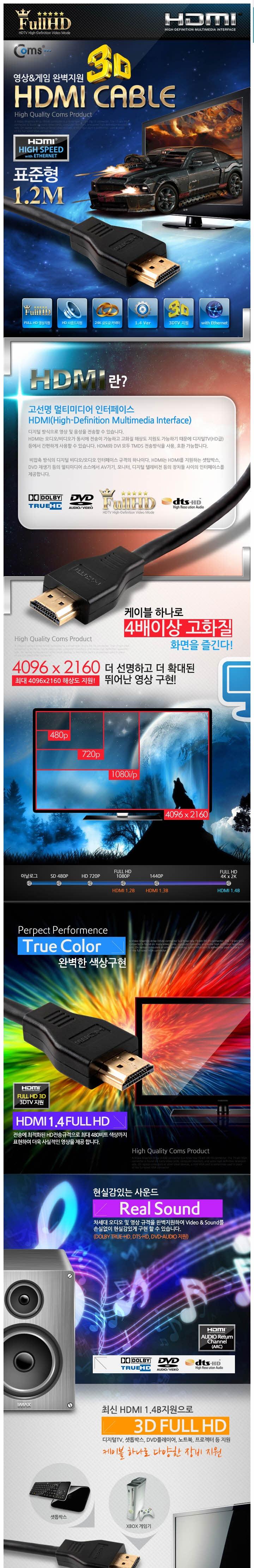 HN625 Coms HDMI Cable Standard Type 1.2M hdmi Comp