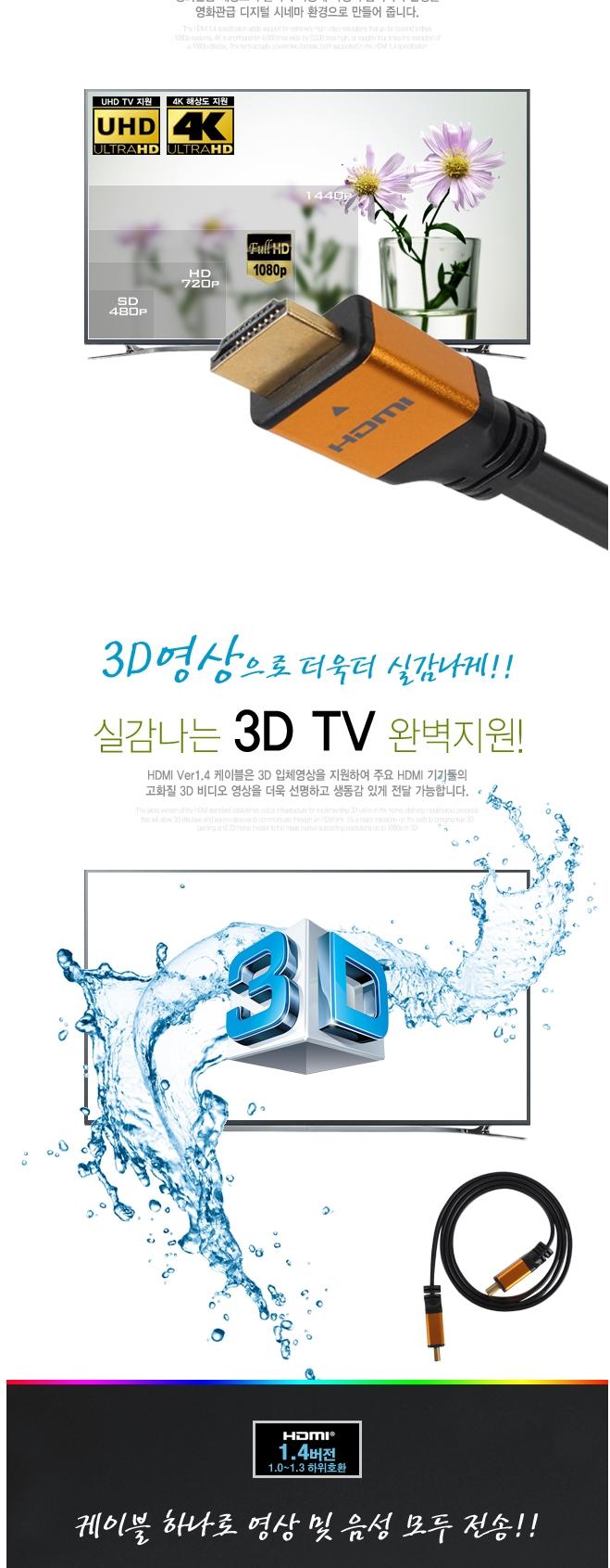 K HDMI 1.4 Gold Metal Flat 5M hdmi Computer Cable 