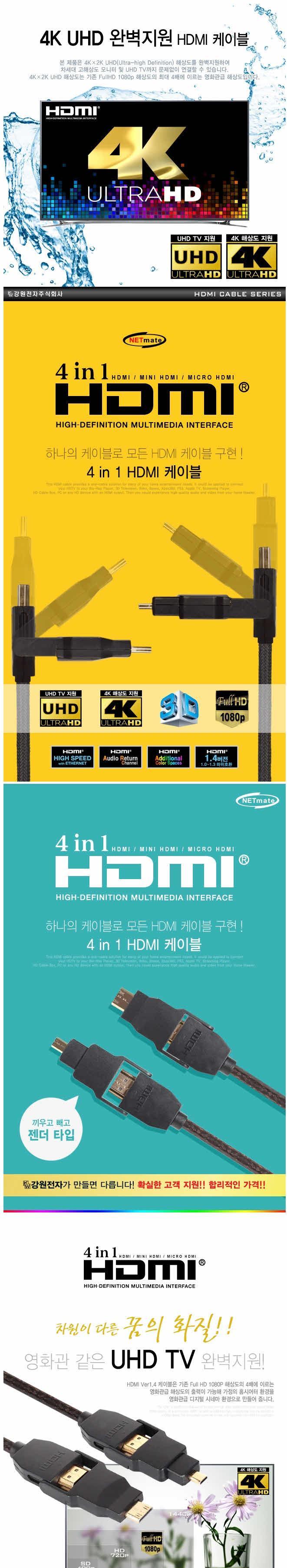 K HDMI 1.4 4in1 Cable 2M hdmi Computer Peripheral 