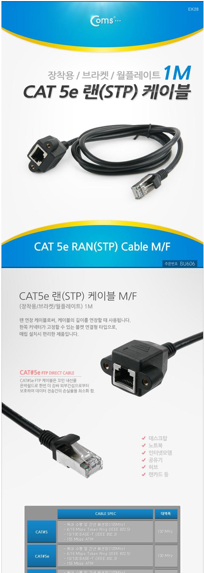 CCAT.5e LAN extension cable Bracket mounting 1M1.5