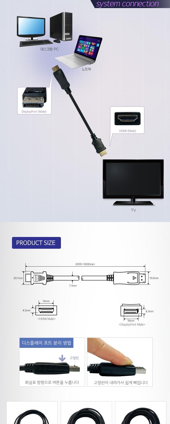 DisplayPort 1.2 TO HDMI cable 2M converter video a