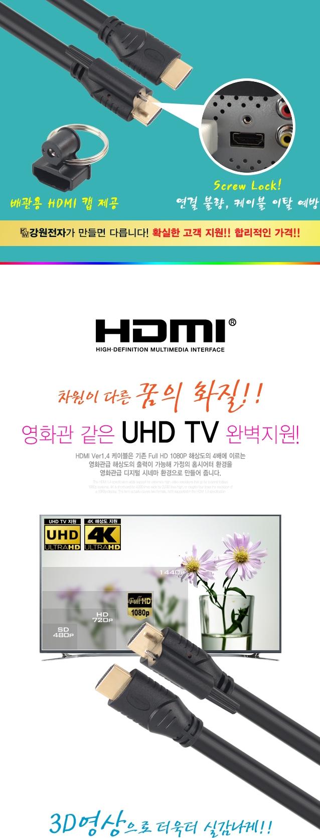4K UHD resolution HDMI cable 2M piping cap provide