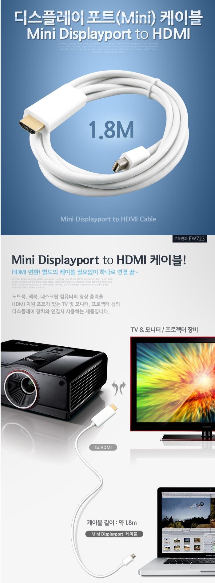 Display Port Mini HDMI Cable 1.8M 00768 hdmi This 