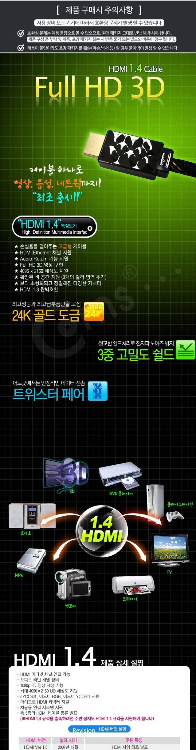 Coms Black Metal HDMI V1.4 Advanced Cable 3M WH0