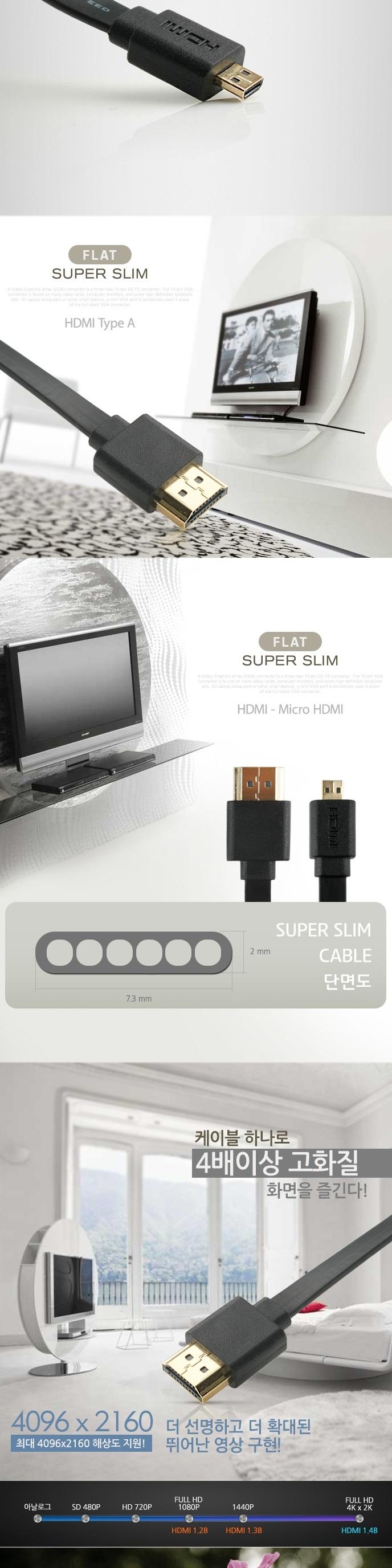 Coms high-end HDMI to Micro ultra slim flat-k vide