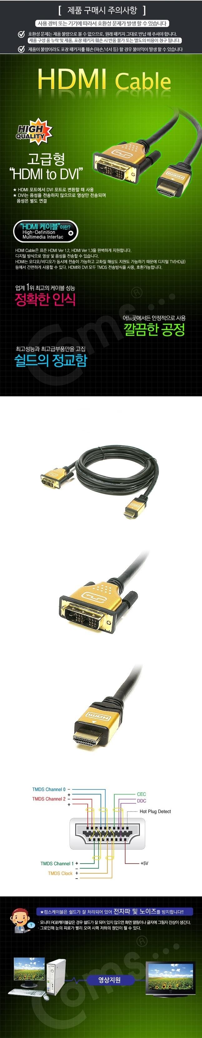 Coms Gold Metal HDMI to DVI Conversion Cable 5M WH