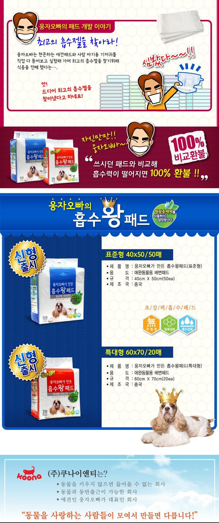 Dog pouch pads Grande absorbing Wang standard 50 p