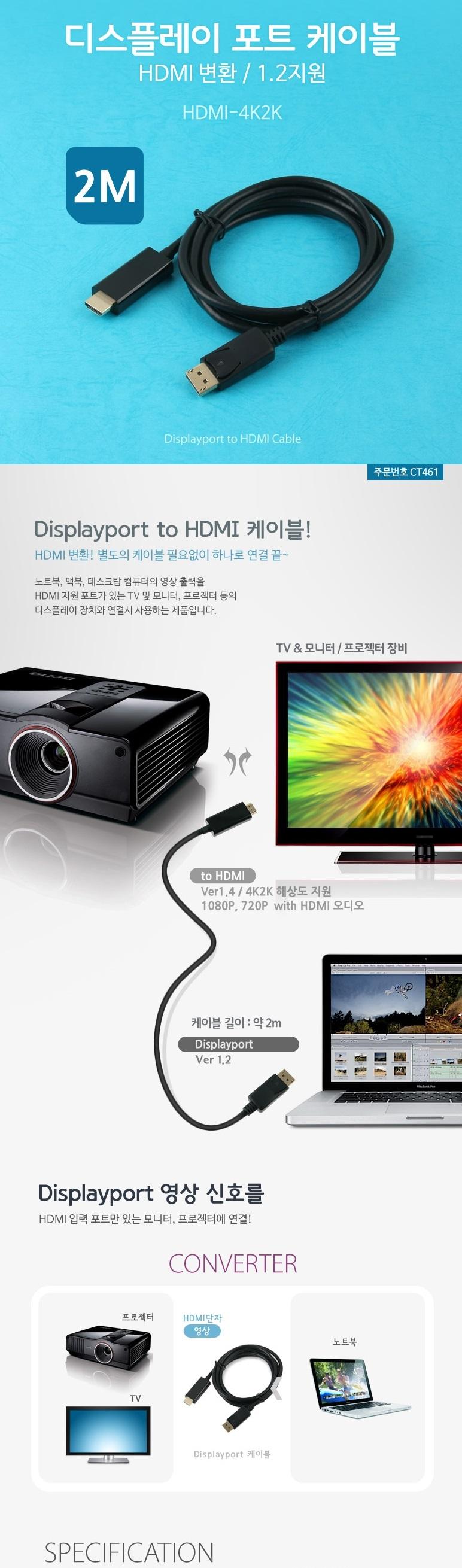 Free Shipping Coms Displayport 1.2 to HDMI Cable -