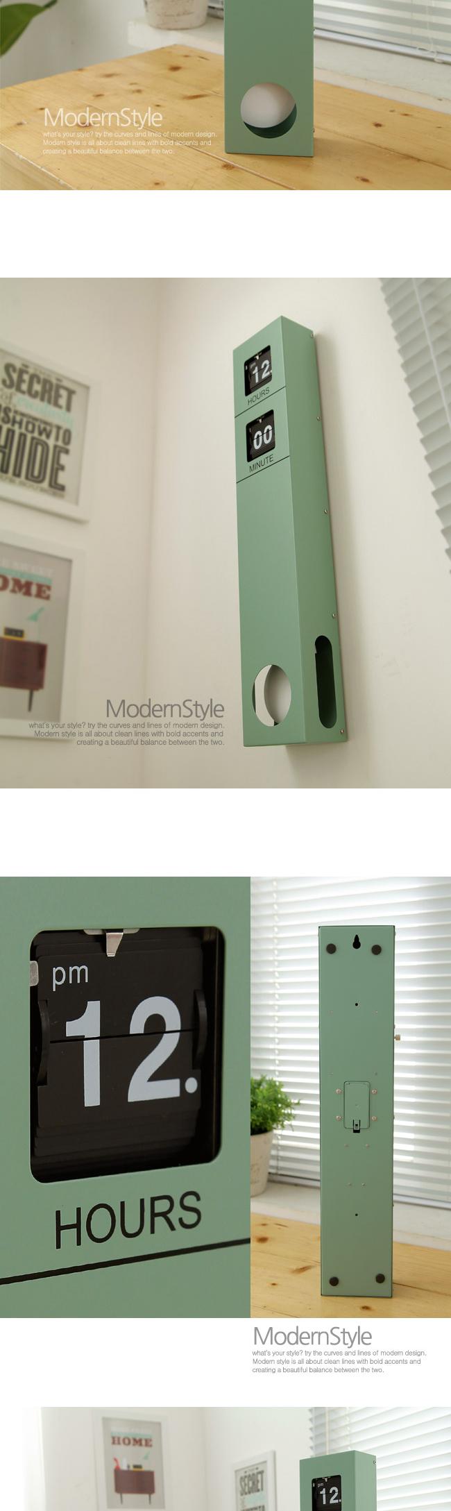 Steel square flip wall clock red design interior d