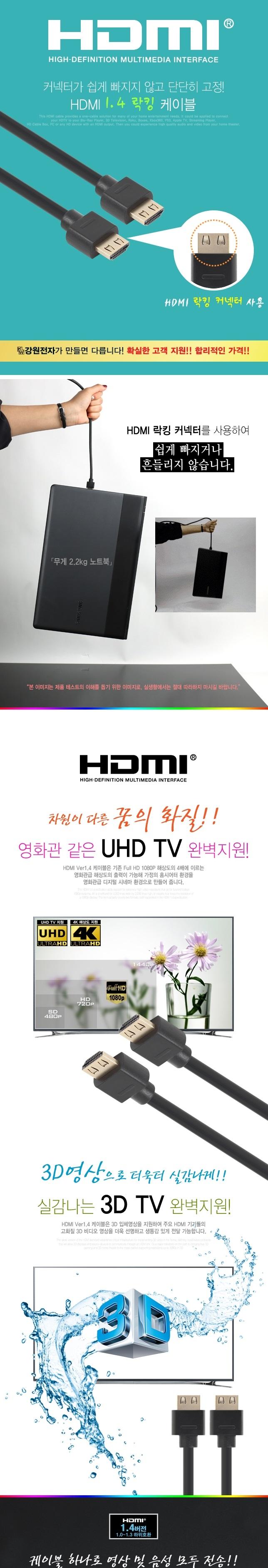 KW locking connector V1.4 HDMI cable 2M WH3148 Rob