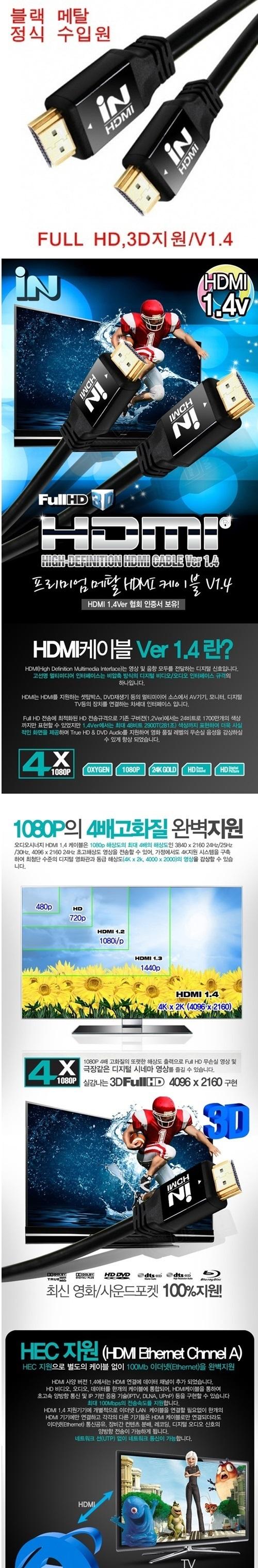 Black Metal 1.4 HDMI Cable 2 meters BLC0095 extend