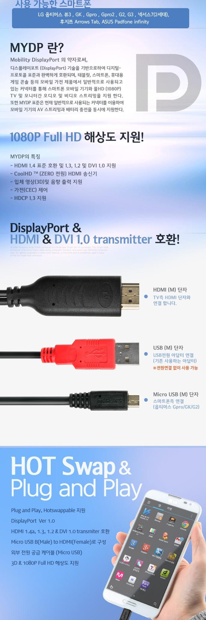 MyDP Optimus G2 G3 TO HDMI Cable 2 meters BLC1489 