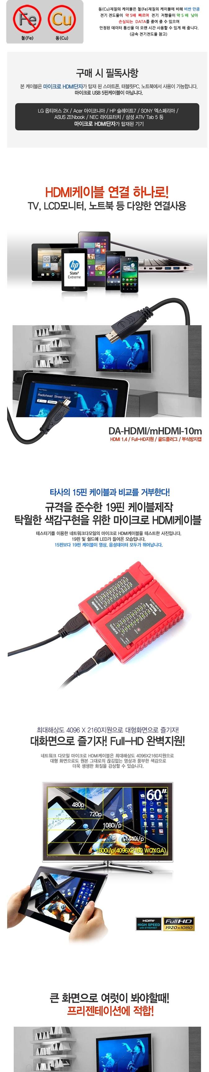 DA-L GOLD to MicroHDMI cable 10M WH3387 extension