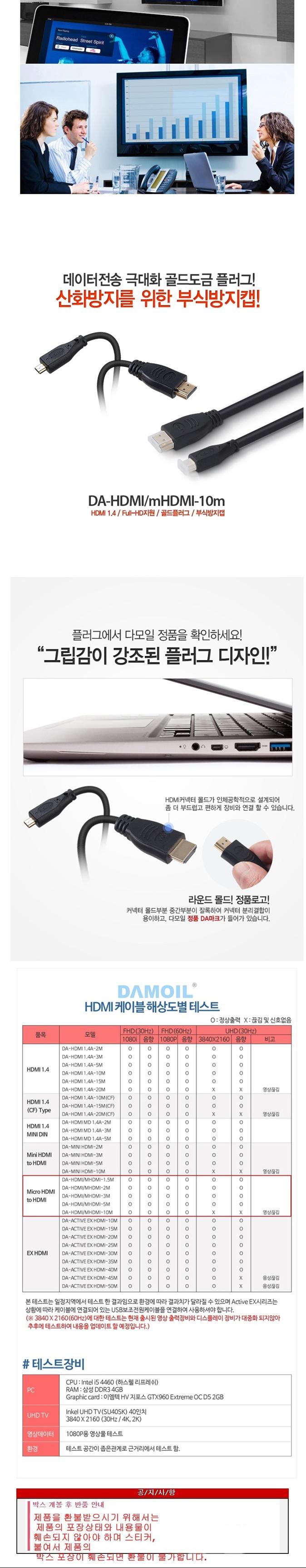 DA-L GOLD to MicroHDMI cable 10M WH3387 extension