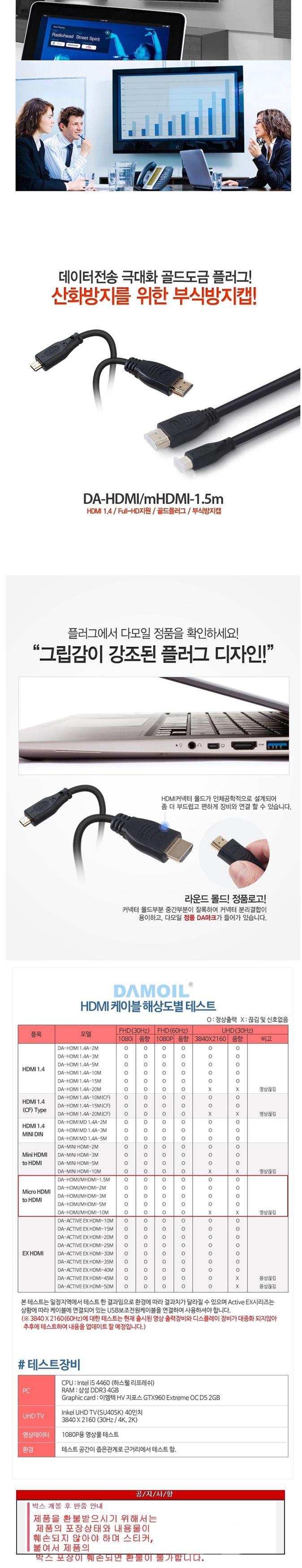 DA-L GOLD to MicroHDMI cable 1.5M WH3383 extension