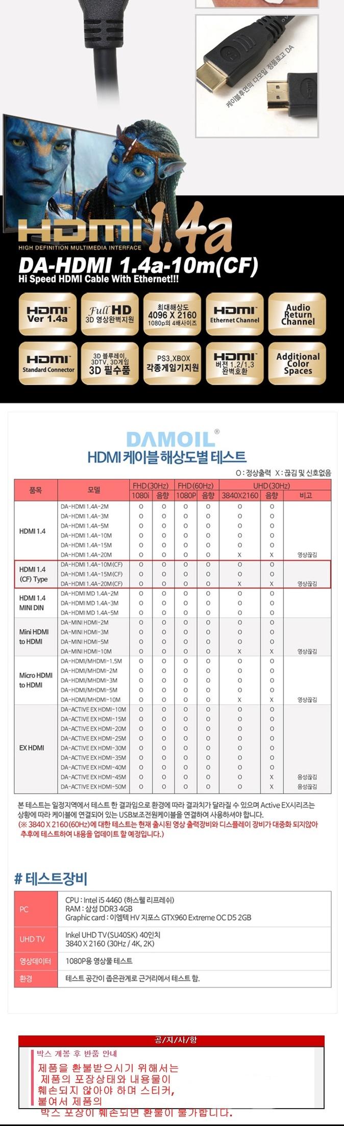 DA-L GOLD Ver 1.4 HDMI Cable 15M clip-on furnace h