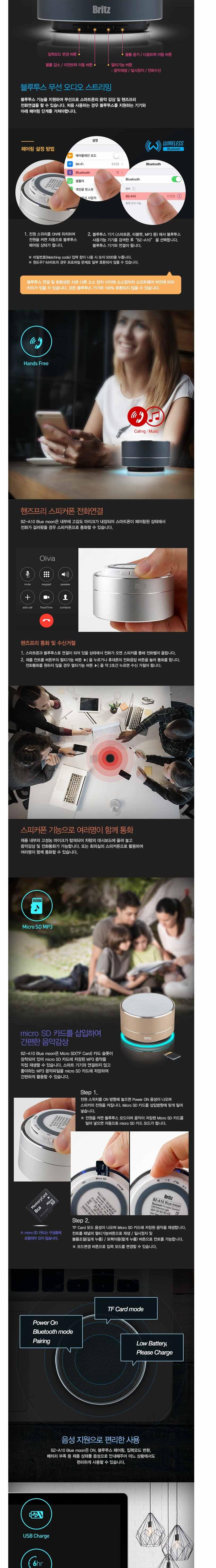 BRITZ BZ-A10 Blue Moon Portable Tooth Speaker Silv