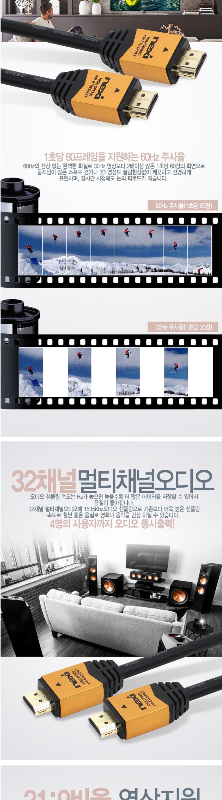 V2.0 gold metal HDMI cable for detachment preventi