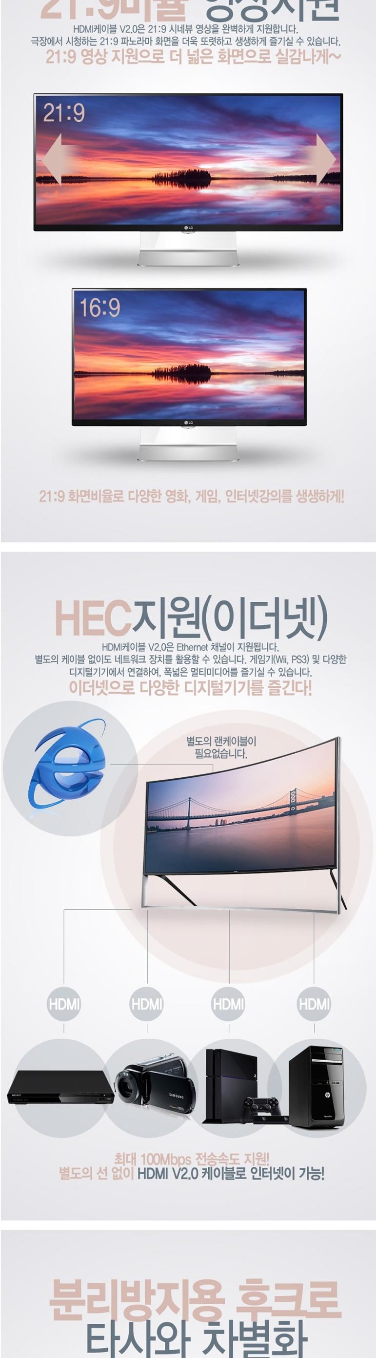 V2.0 gold metal HDMI cable for detachment preventi