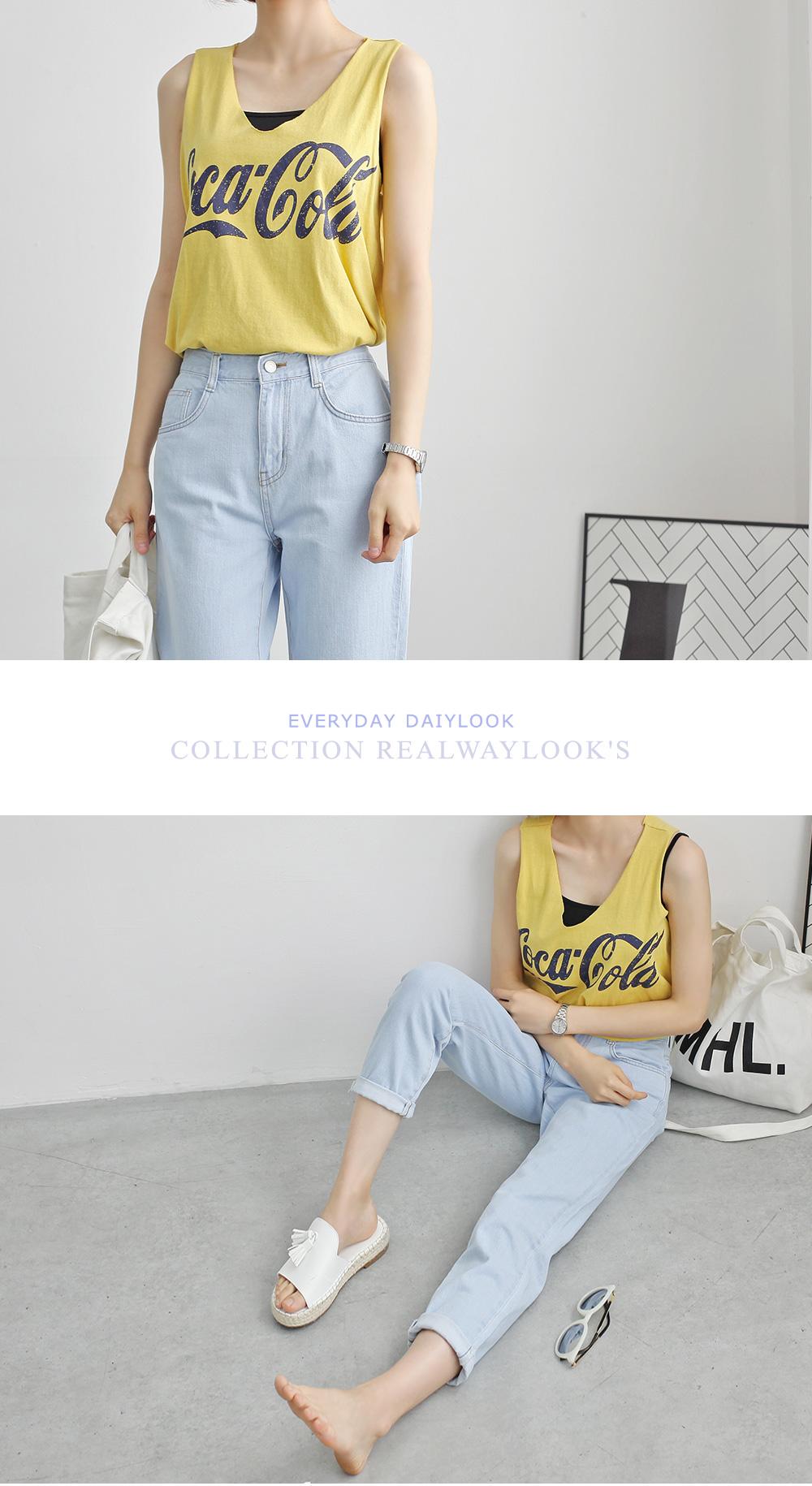 Coca-Cola Sleeveless T-shirt Women Cotton Round Te