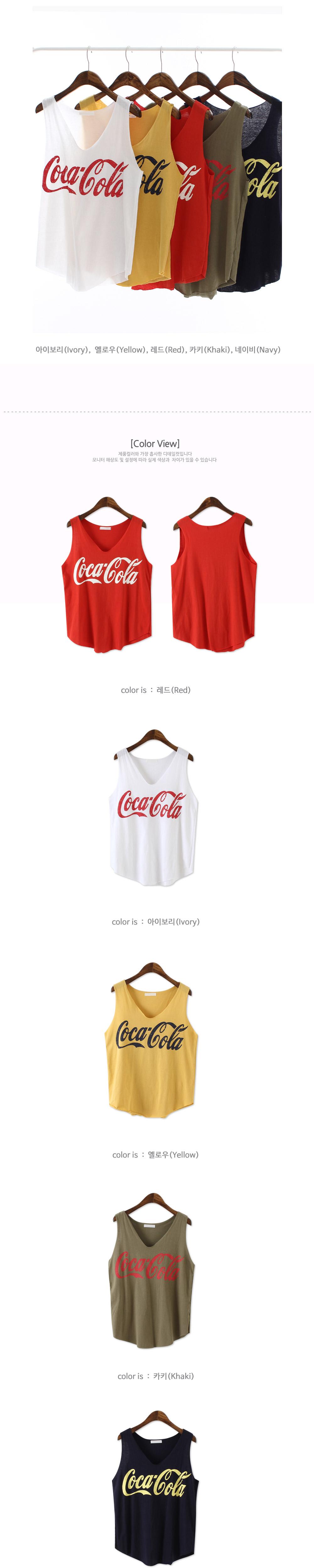 Coca-Cola Sleeveless T-shirt Women Cotton Round Te