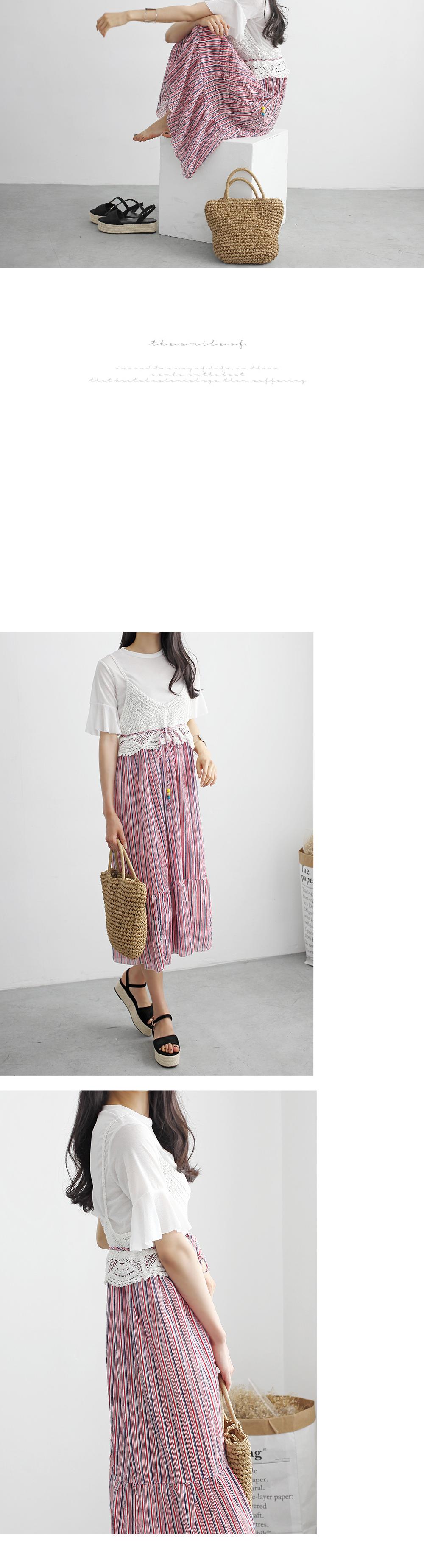 New dilemma frills sleeve long dress set striped p