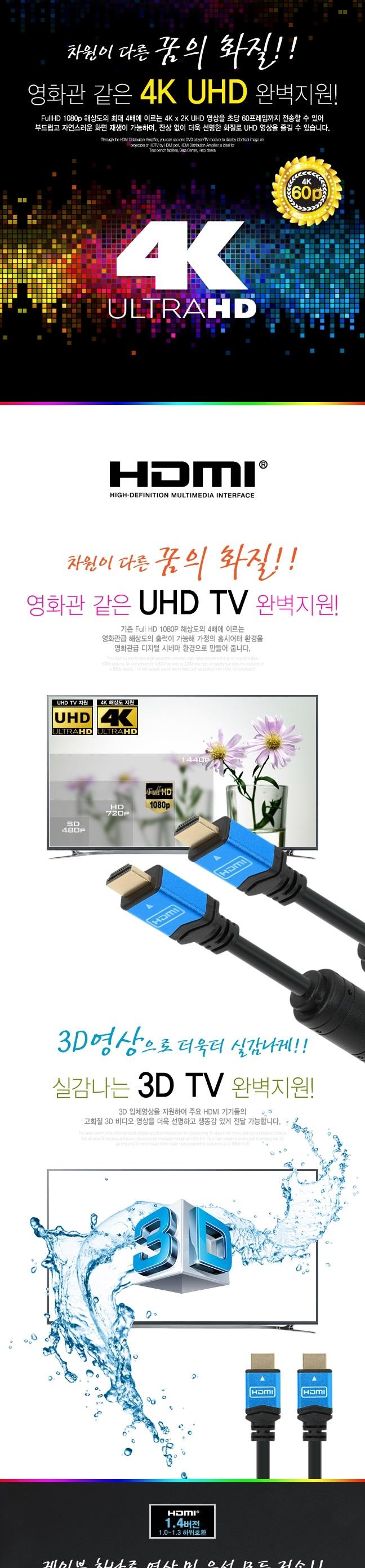 Free Shipping KW 2.0 Blue Metal HDMI Cable 10M 4K 