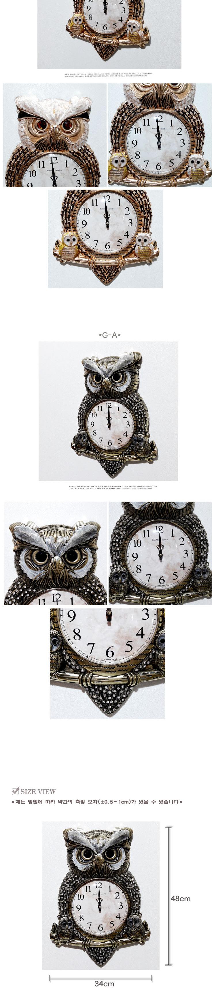 Empty owl wall clock with two hands